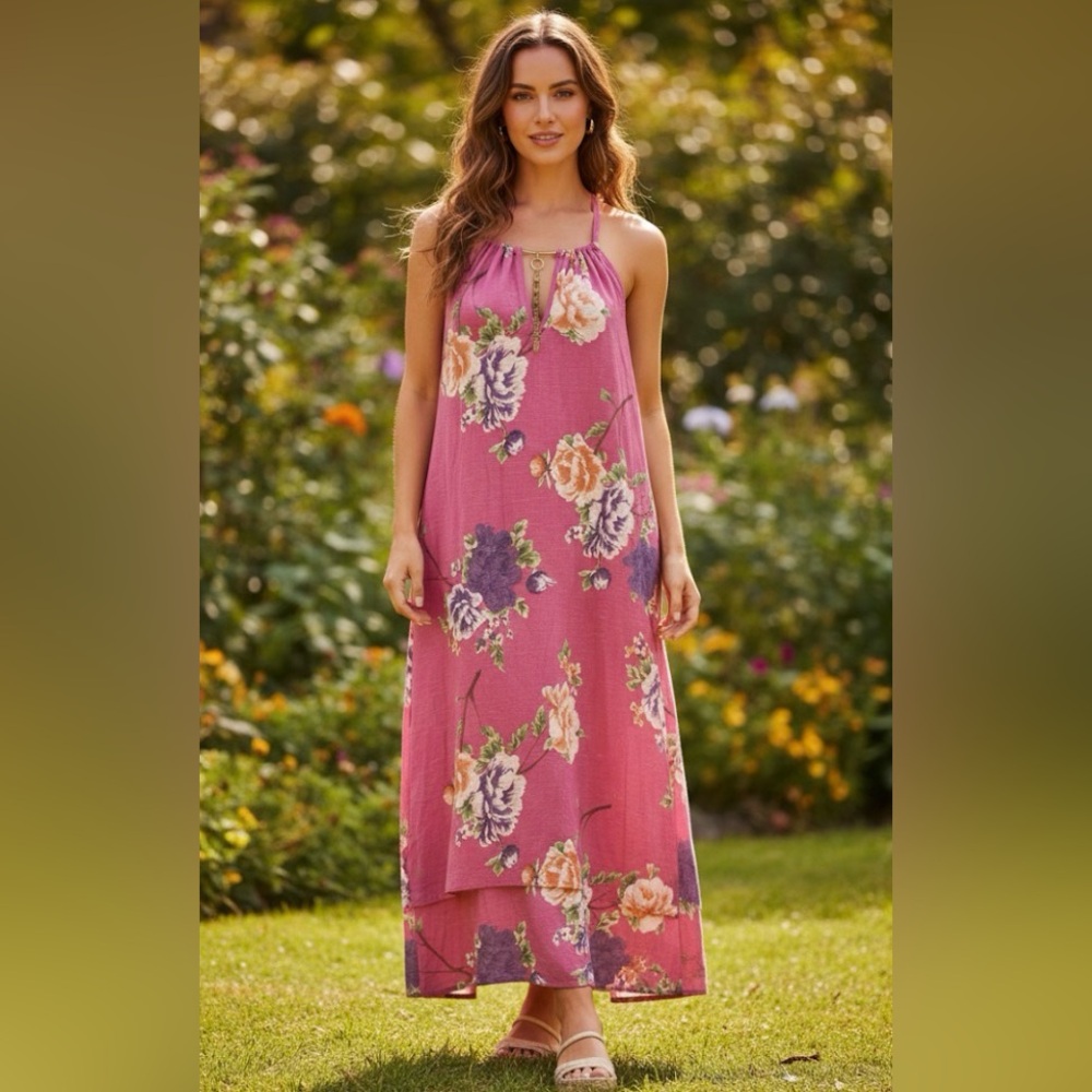 Mlle Gabrielle Pink Floral Maxi Dress